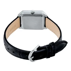 CASIO COLLECTION Montre Gris cadran argenté fond gris bracelet cuir de vache noir New