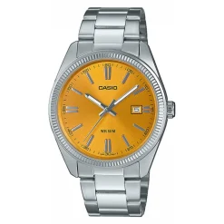 CASIO COLLECTION Montre Orange cadran argenté fond orange bracelet acier argenté Hot