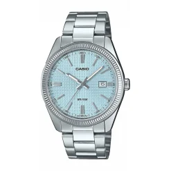 CASIO COLLECTION Montre Timeless Bleu Sky cadran argenté fond bleu sky bracelet acier argenté Outlet