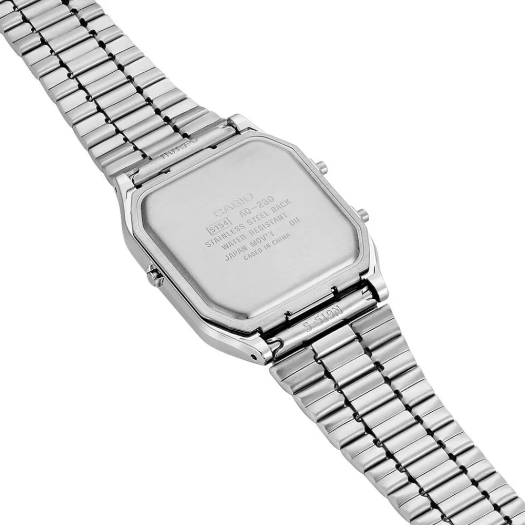 CASIO COLLECTION Montre Vintage Blanc cadran argenté fond blanc bracelet acier argenté Sale