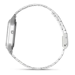 CASIO COLLECTION Montre Vintage Blanc cadran argenté fond blanc bracelet acier argenté Sale