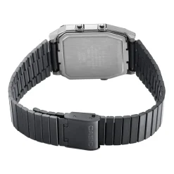 CASIO COLLECTION Montre Vintage Edgy Vert cadran gris fond vert bracelet acier gris