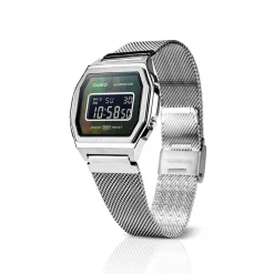 CASIO COLLECTION Montre Vintage Iconic Noir cadran argenté bracelet acier argenté Sale