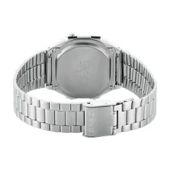 CASIO COLLECTION Montre Vintage Noir cadran argenté fond noir bracelet acier argenté Sale