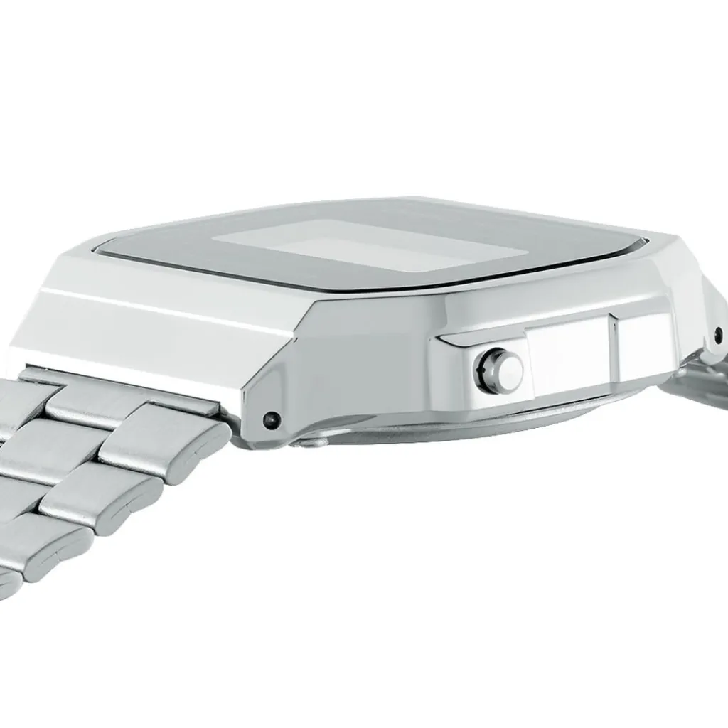 CASIO COLLECTION Montre Vintage Noir cadran argenté fond noir bracelet acier argenté Sale