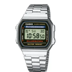 CASIO COLLECTION Montre Vintage 2 Tons cadran argenté fond noir bracelet acier argenté Best