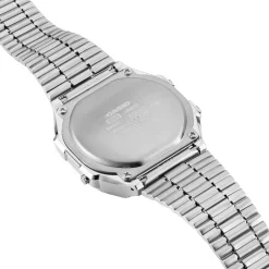 CASIO COLLECTION Montre Vintage 2 Tons cadran argenté fond noir bracelet acier argenté Best