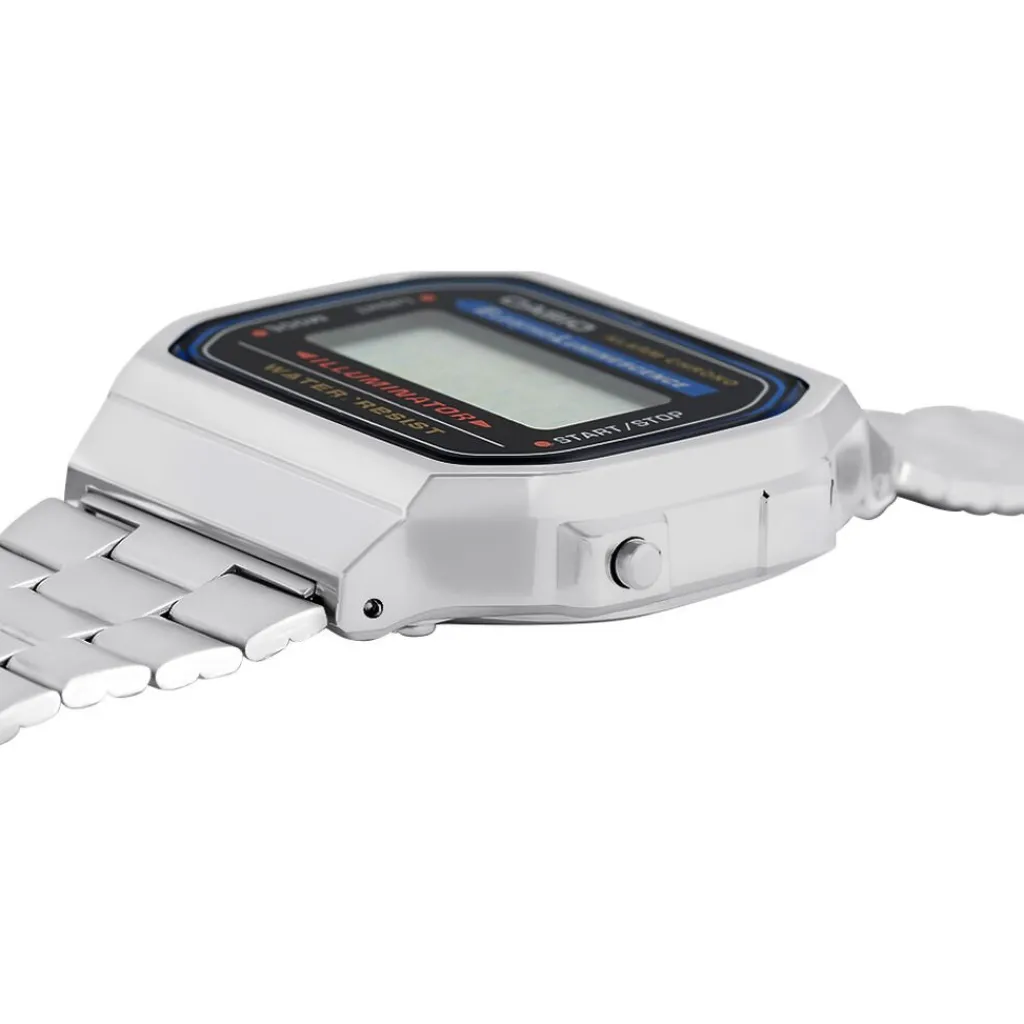 CASIO COLLECTION Montre Vintage 2 Tons cadran argenté fond noir bracelet acier argenté Best