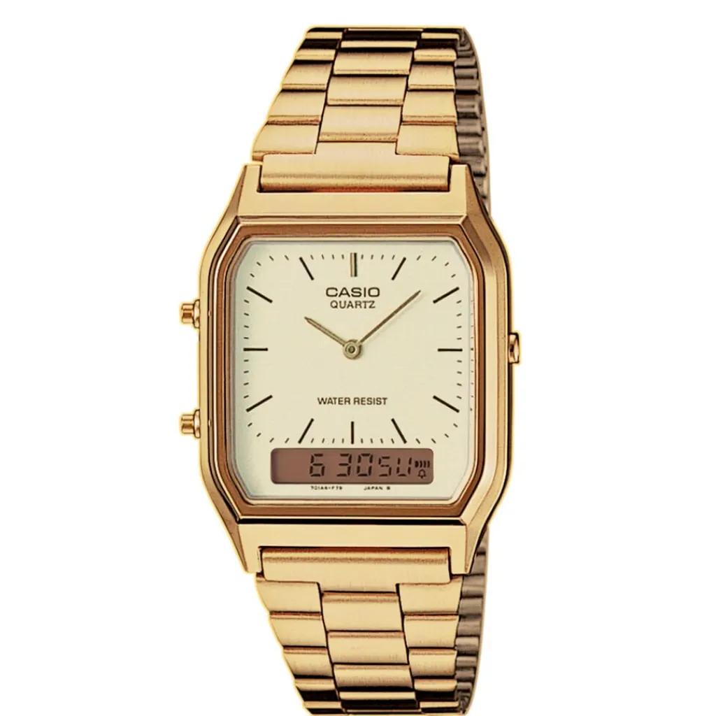 CASIO COLLECTION Montre Vintage Champagne cadran doré fond champagne bracelet acier doré Best