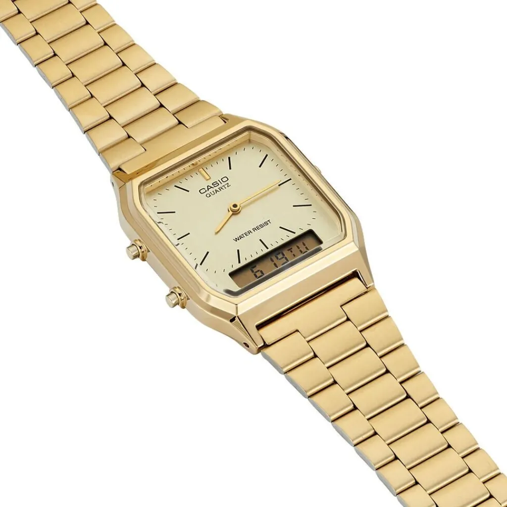 CASIO COLLECTION Montre Vintage Champagne cadran doré fond champagne bracelet acier doré Best