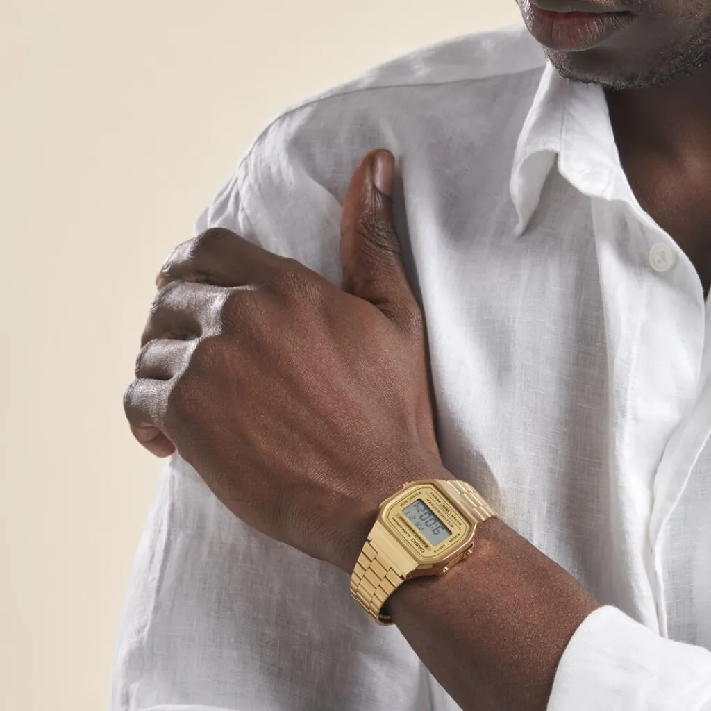 CASIO COLLECTION Montre Vintage 2 Tons cadran doré fond champagne bracelet acier doré Clearance