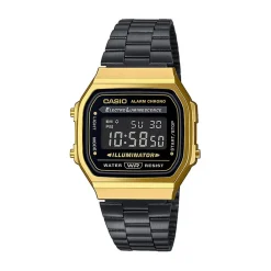 CASIO COLLECTION Montre Vintage Noir cadran doré fond noir bracelet acier noir Online