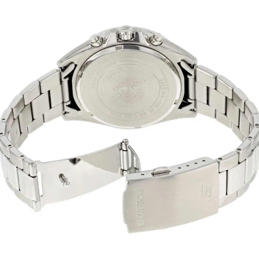 CASIO EDIFICE Montre Bleu cadran argenté fond bleu bracelet acier argenté Best