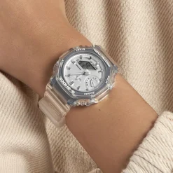 CASIO G-SHOCK Montre Argent cadran blanc fond argent bracelet résine blanc Clearance