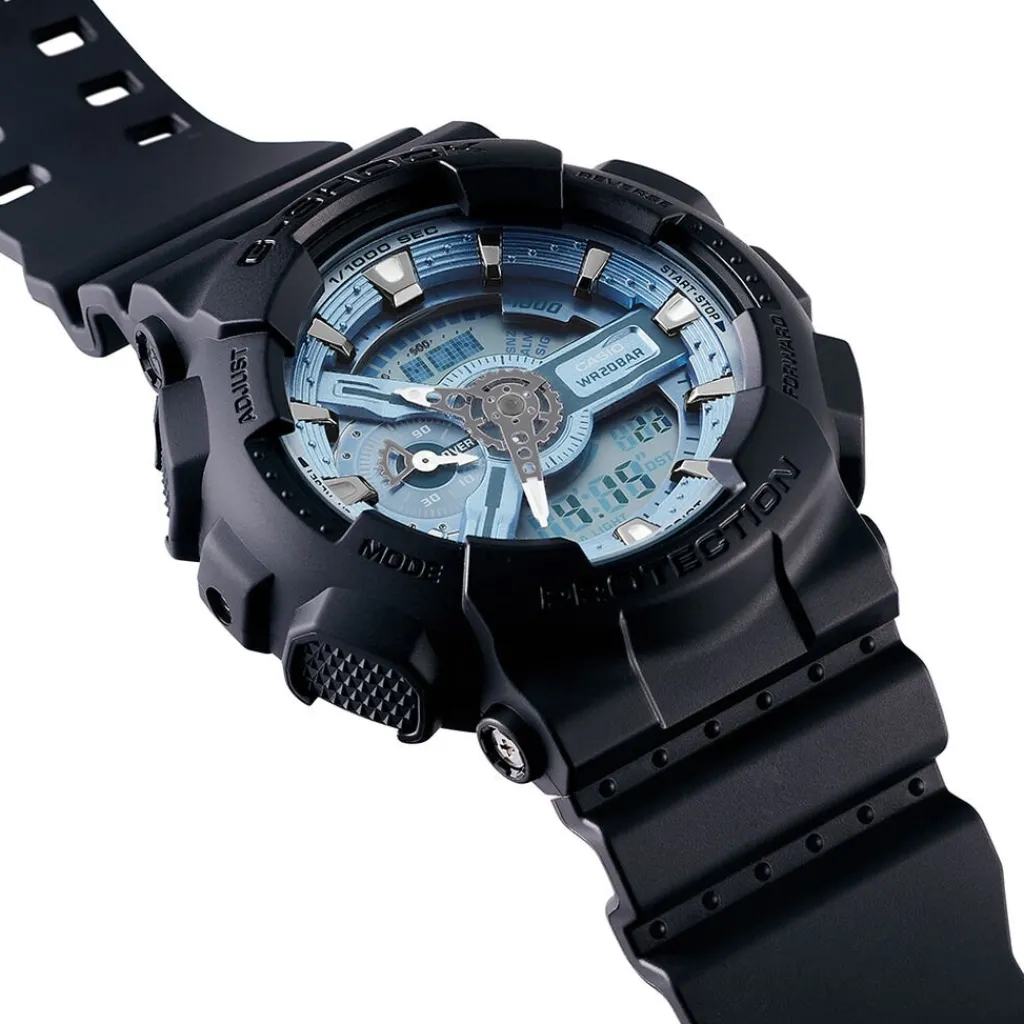CASIO G-SHOCK Montre Classic Bleu cadran noir fond bleu bracelet résine noir Hot