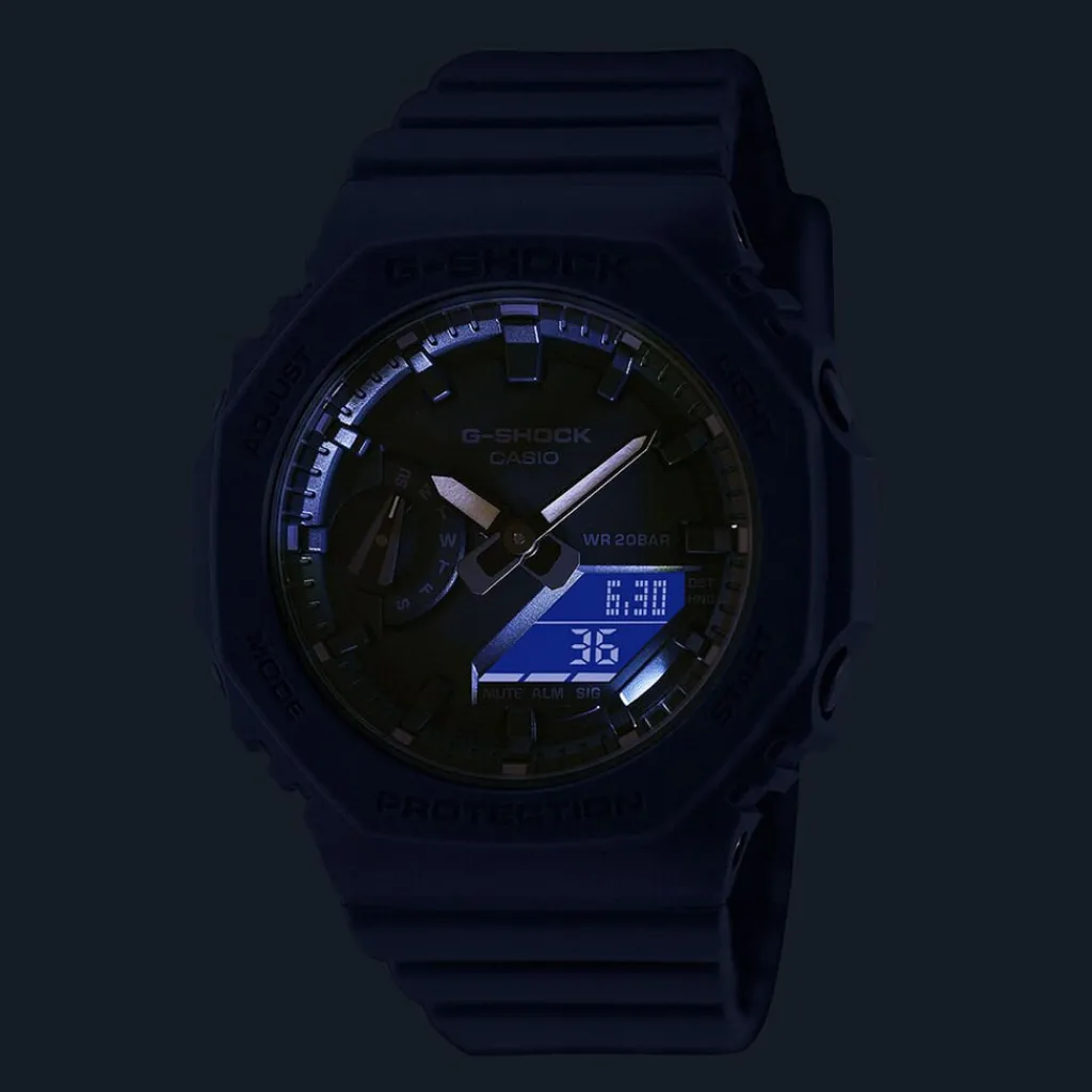 CASIO G-SHOCK Montre Classic Noir cadran bleu fond noir bracelet résine bleu Outlet