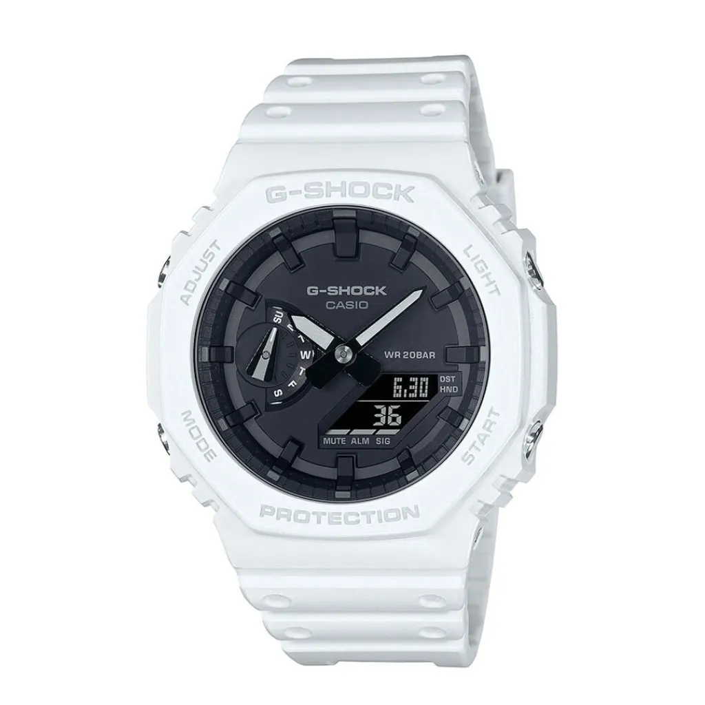 CASIO G-SHOCK Montre Classic Noir cadran blanc fond noir bracelet résine blanc Online