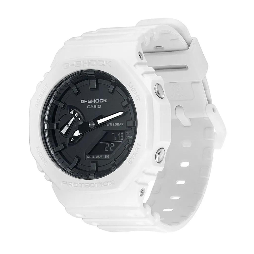 CASIO G-SHOCK Montre Classic Noir cadran blanc fond noir bracelet résine blanc Online