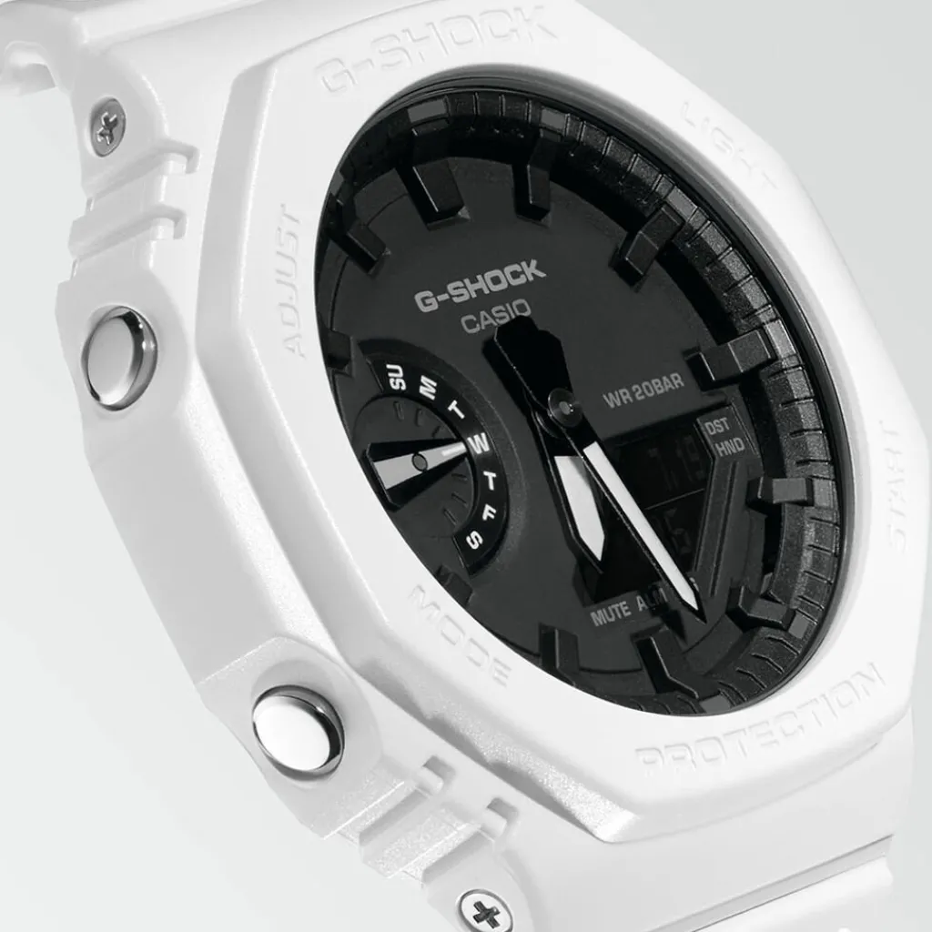 CASIO G-SHOCK Montre Classic Noir cadran blanc fond noir bracelet résine blanc Online