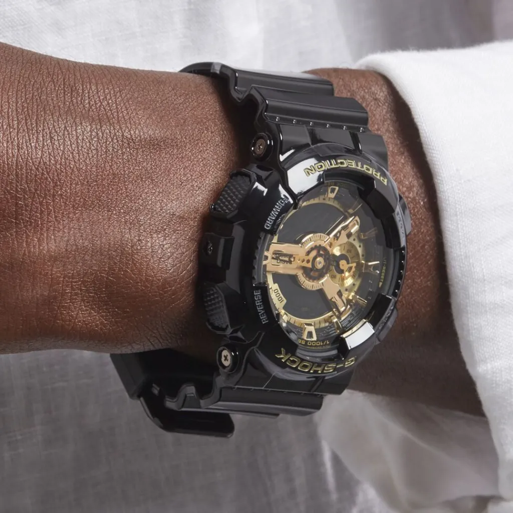 CASIO G-SHOCK Montre Gold Noir cadran noir fond noir bracelet résine noire Clearance