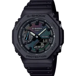 CASIO G-SHOCK Montre Multicolore cadran noir fond multicolore bracelet résine noir New