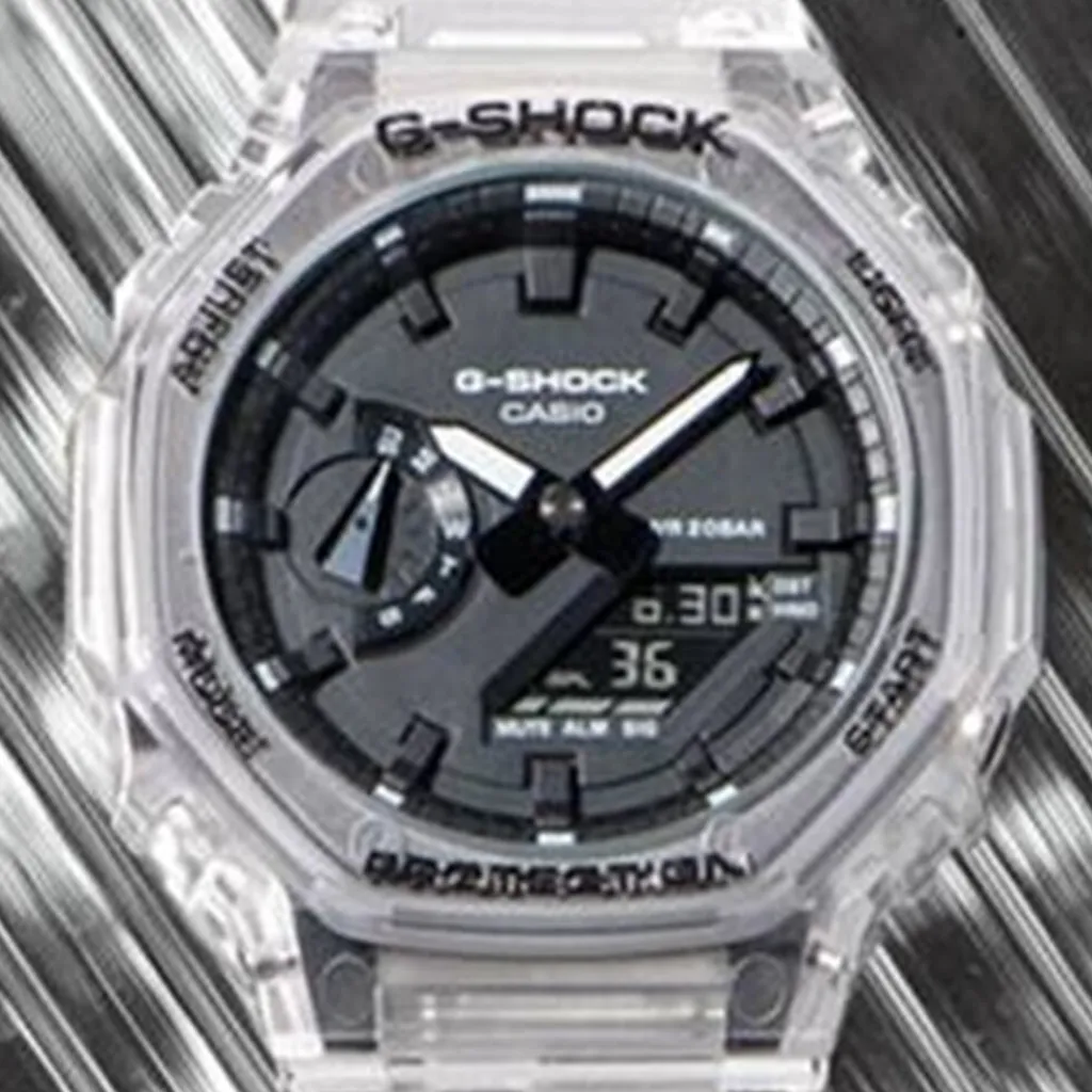 CASIO G-SHOCK Montre Noir cadran gris fond noir bracelet résine blanche New