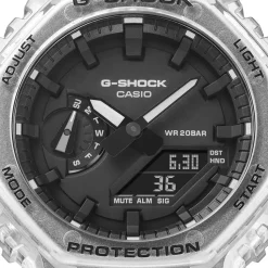 CASIO G-SHOCK Montre Noir cadran gris fond noir bracelet résine blanche New