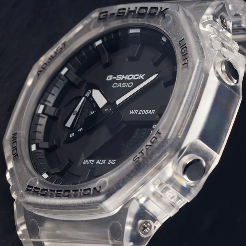 CASIO G-SHOCK Montre Noir cadran gris fond noir bracelet résine blanche New