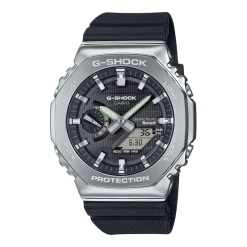 CASIO G-SHOCK Montre Noir cadran argenté fond noir bracelet résine noir New