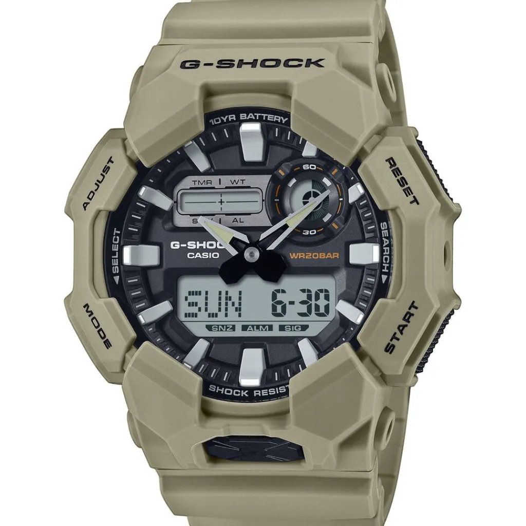 CASIO G-SHOCK Montre Noir cadran kaki fond noir bracelet résine kaki Outlet