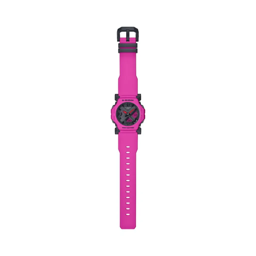CASIO G-SHOCK Montre Noir cadran fuschia fond noir bracelet résine fuschia Discount
