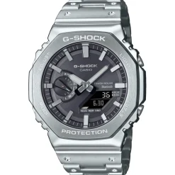 CASIO G-SHOCK Montre Premium Classic Noir cadran argenté fond noir bracelet acier argenté Hot