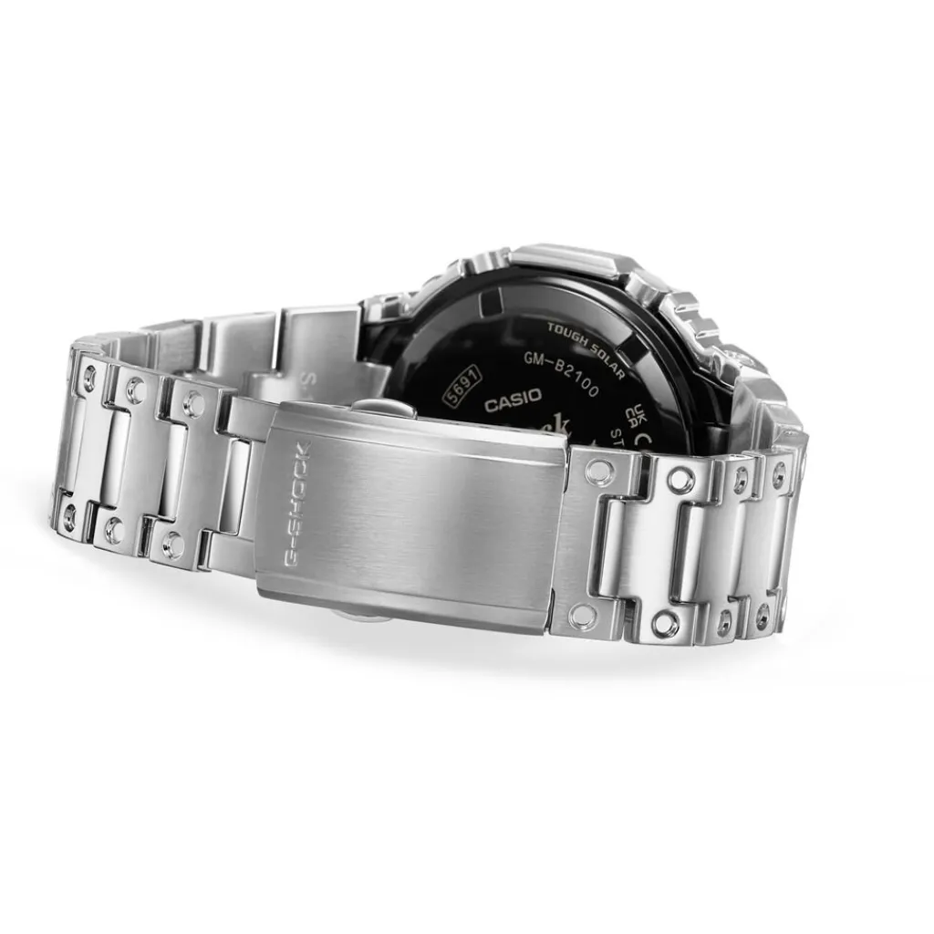 CASIO G-SHOCK Montre Premium Classic Noir cadran argenté fond noir bracelet acier argenté Hot