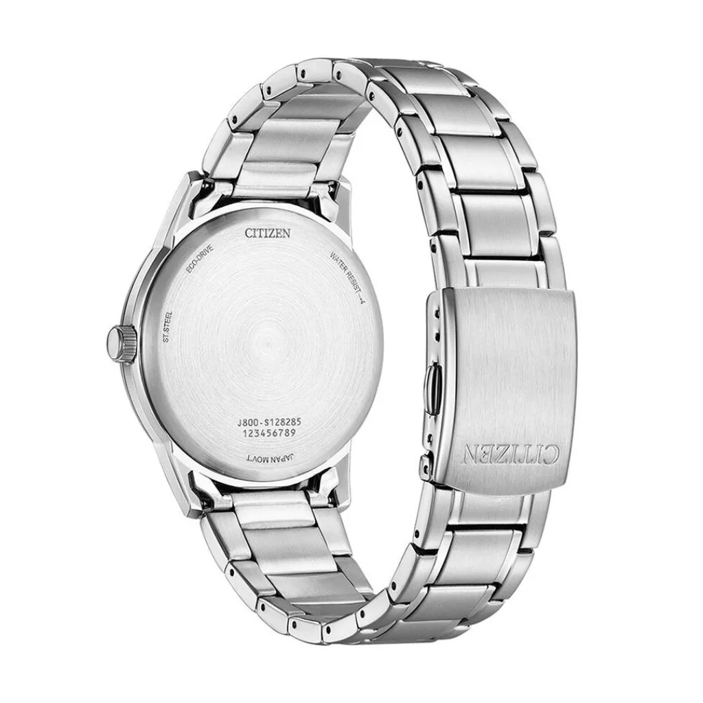 CITIZEN Montre Classic Elegant Noir cadran argenté fond noir bracelet acier argenté