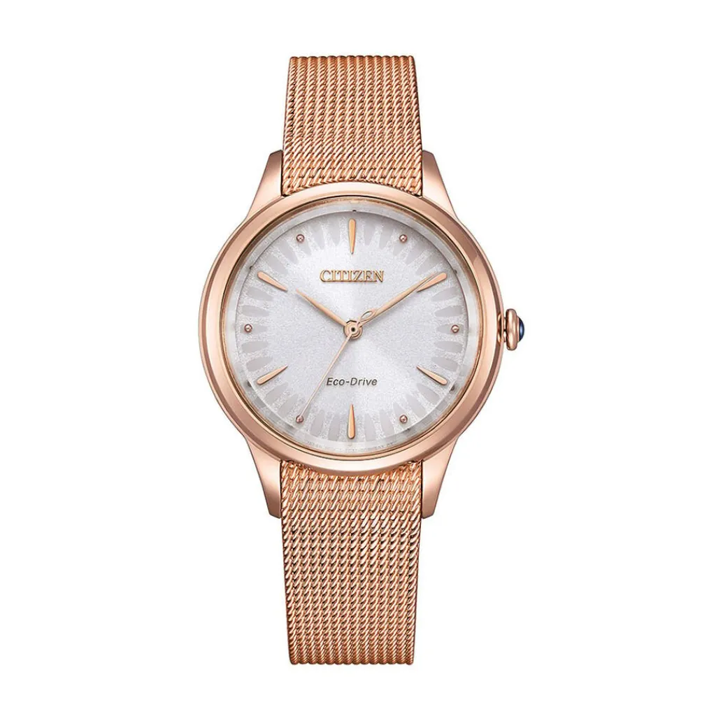 CITIZEN Montre L Blanc cadran rose fond blanc bracelet acier rose Clearance