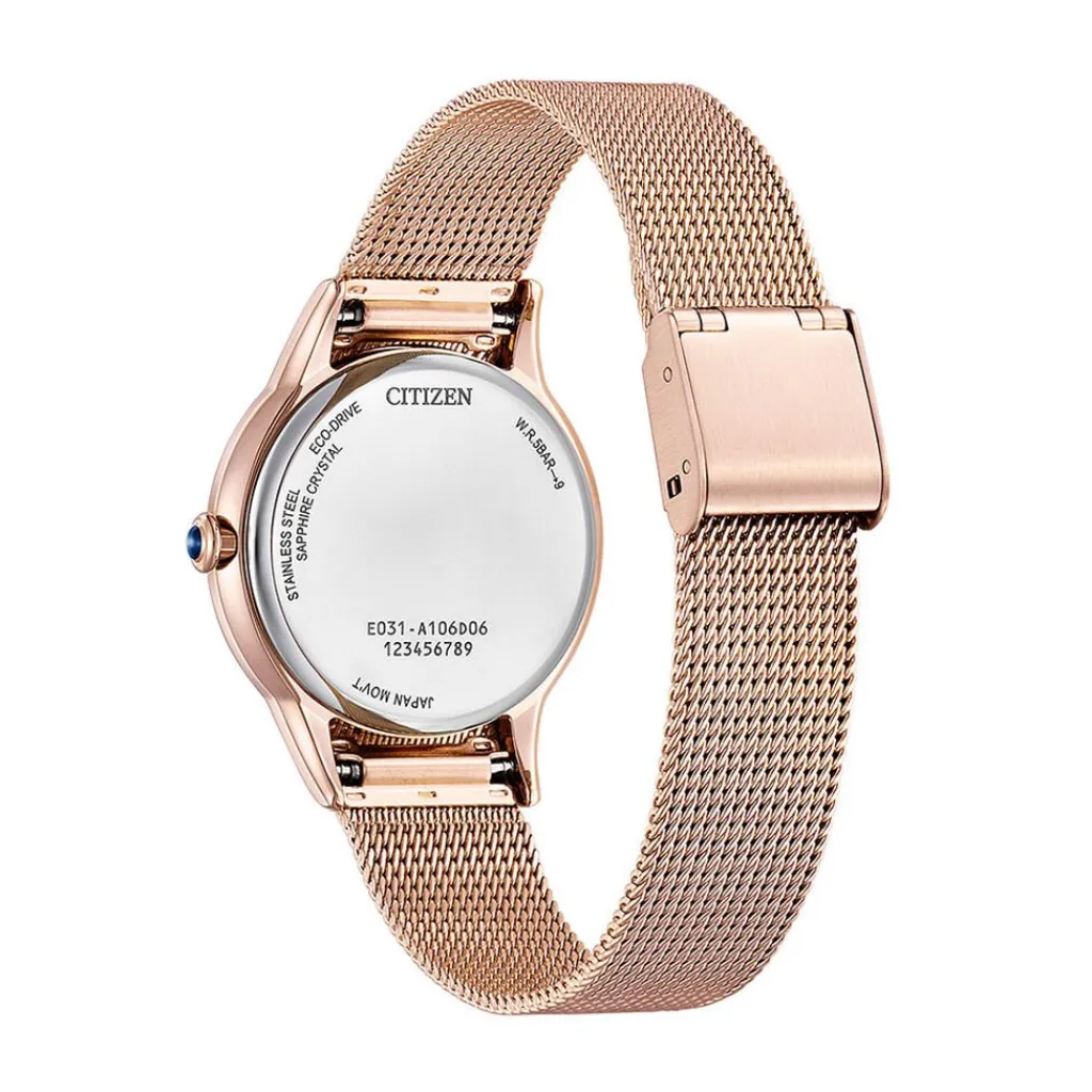 CITIZEN Montre L Blanc cadran rose fond blanc bracelet acier rose Clearance