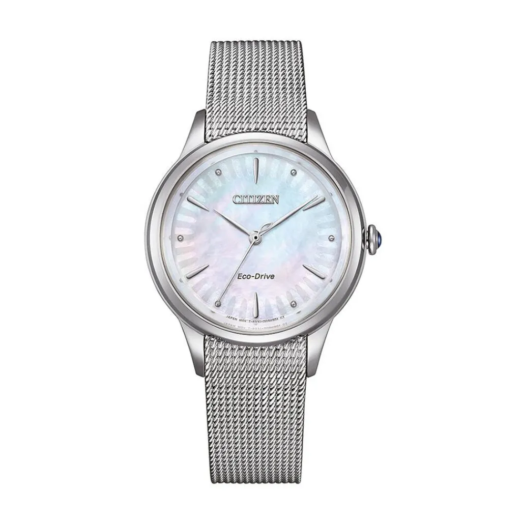 CITIZEN Montre L Nacre Blanche cadran argenté fond nacre blanche bracelet acier argenté New