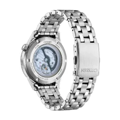 CITIZEN Montre Platform Auto Blanc cadran argenté fond blanc bracelet acier argenté Sale
