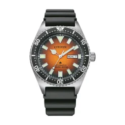CITIZEN Montre Promaster Marine Auto Orange cadran argenté fond orange bracelet caoutchouc noir Outlet