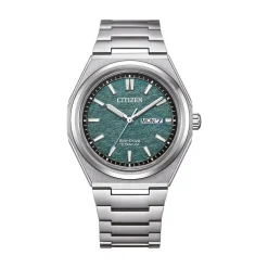 CITIZEN Montre Super Titanium 39.5 Vert cadran argenté fond vert bracelet titane argenté Best