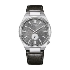 CITIZEN Montre Tsuyosa Nk5010 Gris cadran argenté fond gris bracelet cuir de veau noir Clearance