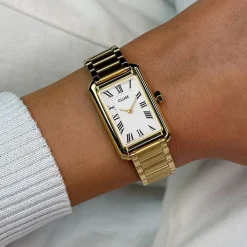 CLUSE Montre Belissena Blanc cadran doré fond blanc bracelet acier doré Online