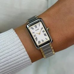 CLUSE Montre Belissena Blanc cadran bicolore doré / blanc fond blanc bracelet acier bicolore New