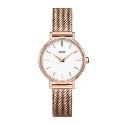 CLUSE Montre Boho Chic Petite Blanc cadran doré rose fond blanc bracelet acier doré rose Hot