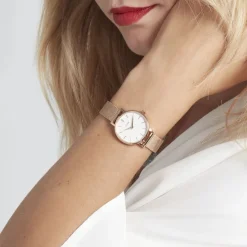 CLUSE Montre Boho Chic Petite Blanc cadran doré rose fond blanc bracelet acier doré rose Hot