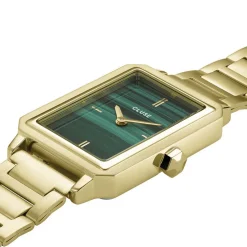 CLUSE Montre Fluette Vert cadran doré fond vert bracelet acier doré New