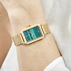 CLUSE Montre Fluette Vert cadran doré fond vert bracelet acier doré New