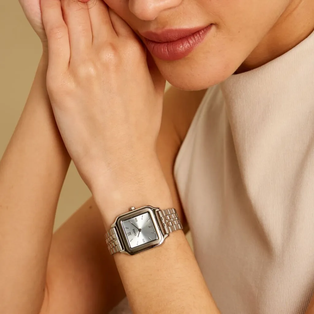 CLUSE Montre Gracieuse Bleu cadran argenté fond bleu bracelet acier argenté Discount