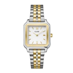 CLUSE Montre Gracieuse Blanc cadran bicolore fond blanc bracelet acier bicolore New