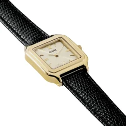 CLUSE Montre Gracieuse Champagne cadran doré fond champagne bracelet cuir de vache noir Hot